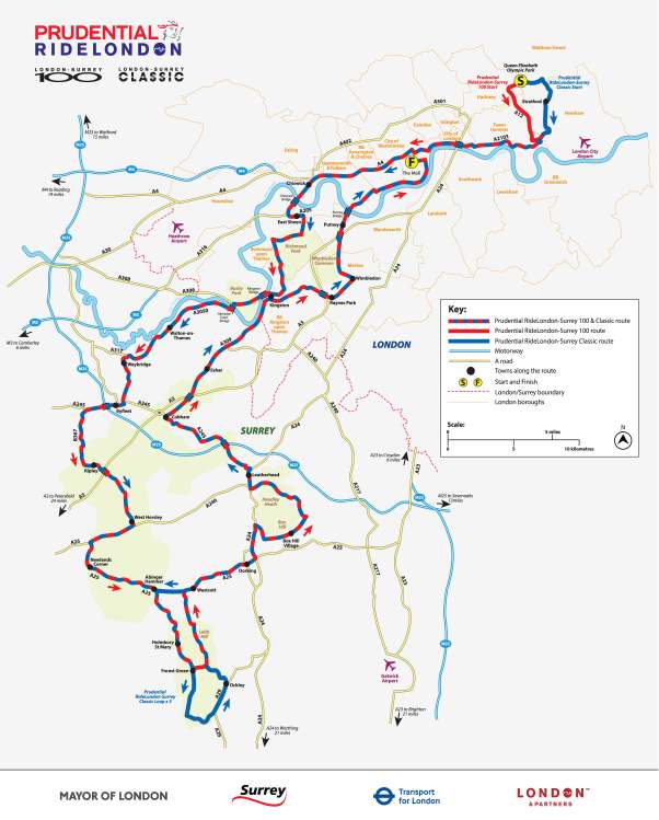 Ride London-Surrey 100 cycle route.