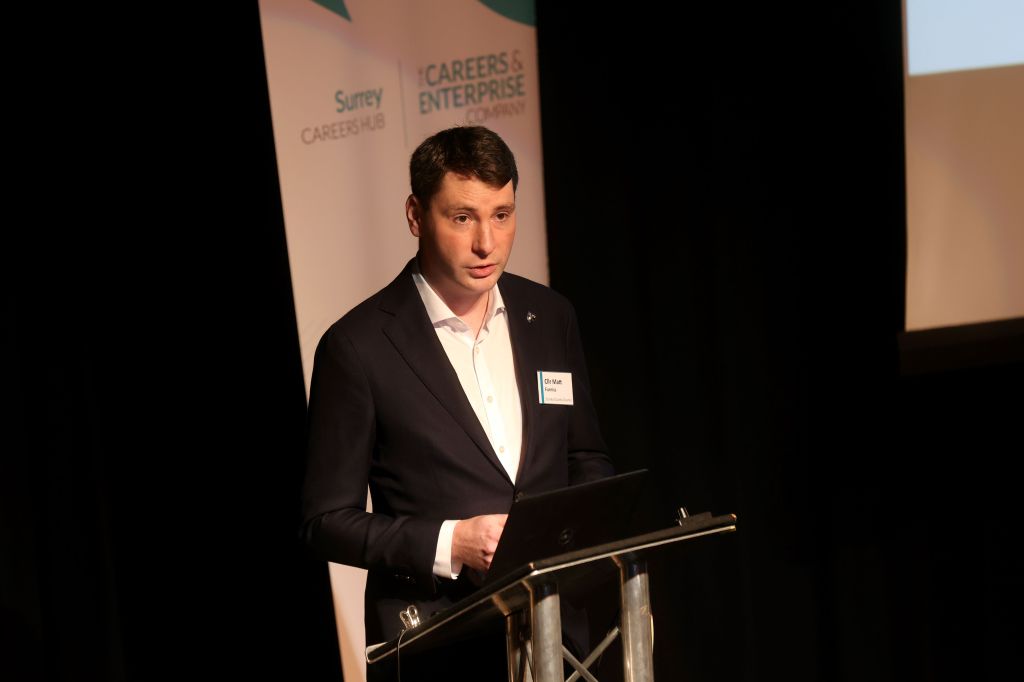 Matt Furniss, Surrey County Council's Cabinet Member for Highways, Transport and Economic Growth, at the Surrey Careers Hub Conference